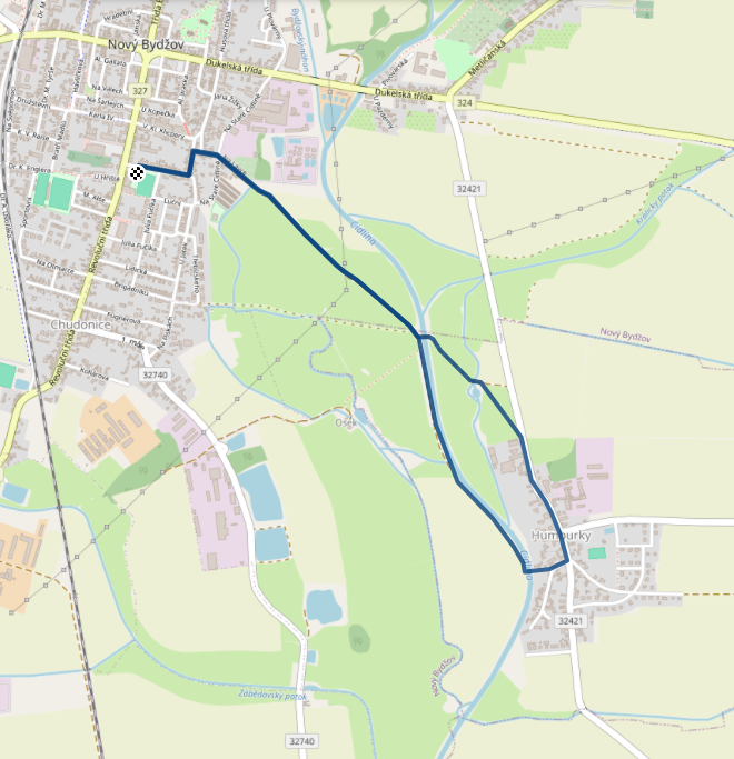 Mapa závodu 4,6 km - Nový Bydžov | Sokolský běh republiky