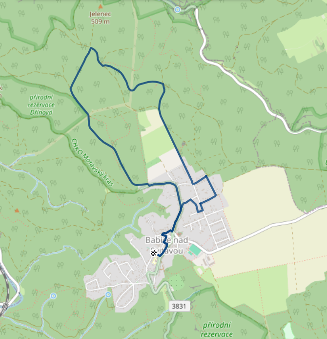 Mapa závodu 6,7 km - Babice nad Svitavou | Sokolský běh republiky