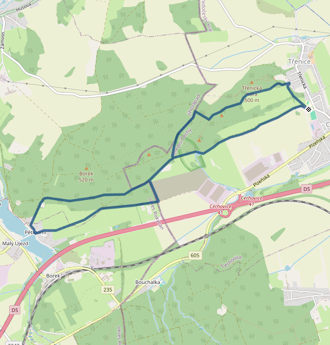 Mapa závodu 8,7 km - Cerhovice