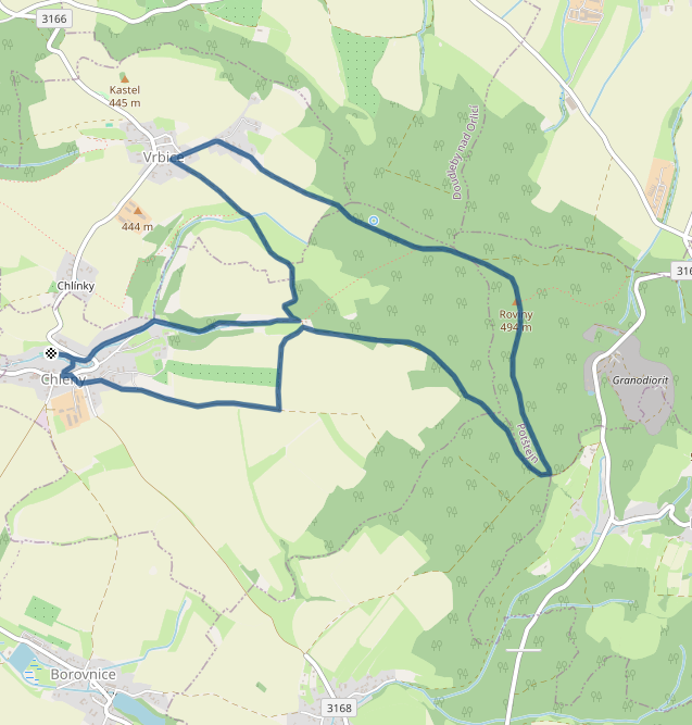 Mapa závodu 10 km - Chleny| Sokolský běh republiky