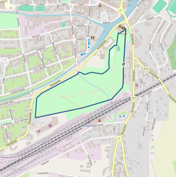 Mapa závodu 4,8 km - Choceň | Sokolský běh republiky