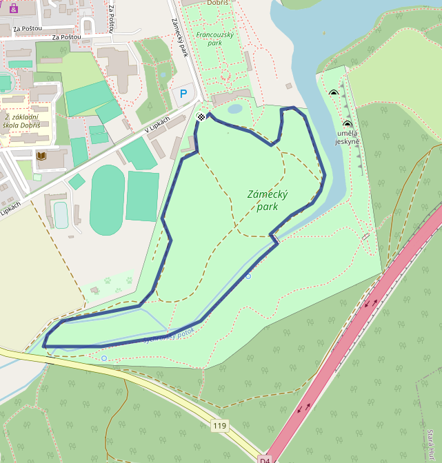 Mapa závodu 8 km - Dobříš | Sokolský běh republiky