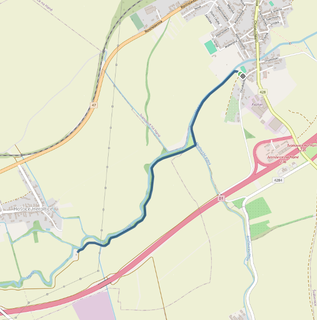 Mapa závodu 5 km - Ivanovice na Hané| Sokolský běh republiky