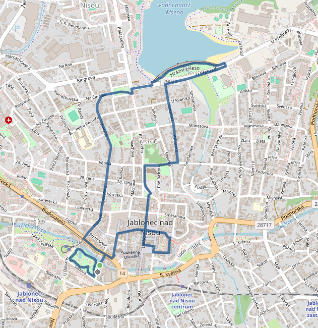 Mapa závodu 5 km - Jablonec nad Nisou| Sokolský běh republiky