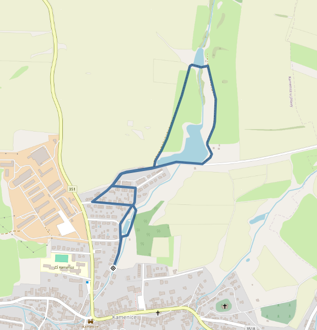 Mapa závodu 2,75 km - Kamenice | Sokolský běh republiky