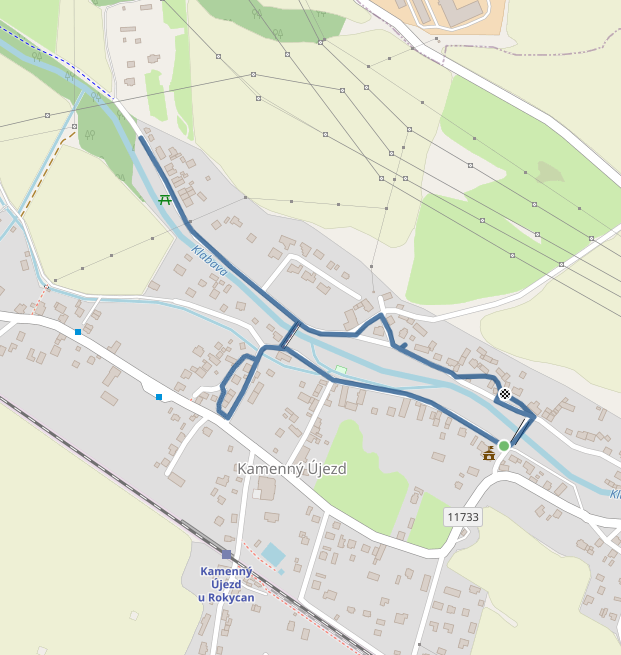 Mapa závodu 2,2 km - Kamenný Újezd u Rokycan| Sokolský běh republiky