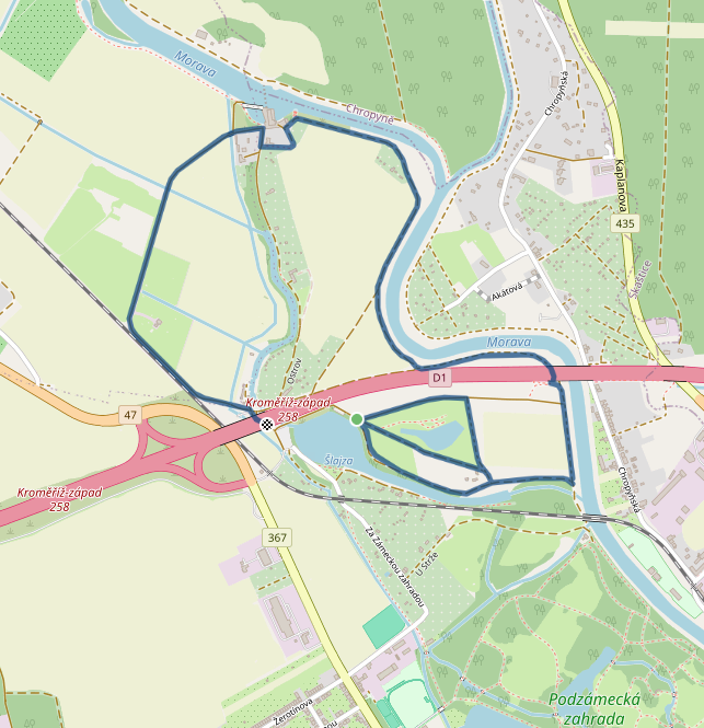 Mapa závodu 5 km - Kroměříž | Sokolský běh republiky