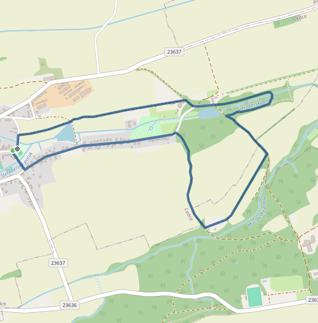 Mapa závodu 5,5 km - Ledce| Sokolský běh republiky