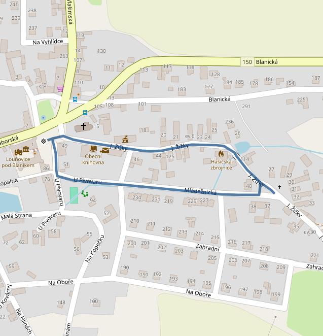 Mapa dětského závodu 800 m - Louňovice pod Blaníkem | Sokolský běh republiky