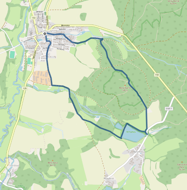 Mapa závodu 5,6 km - Louňovice pod Blaníkem | Sokolský běh republiky