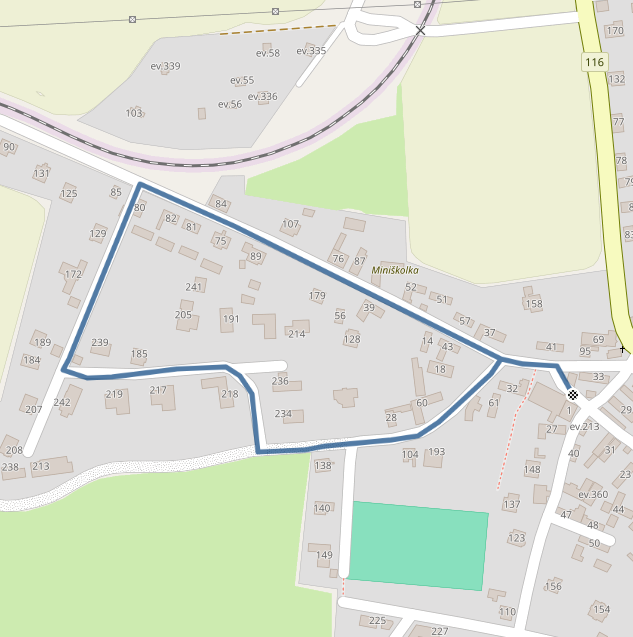 Mapa dětského závodu 1 km - Malá Hraštice| Sokolský běh republiky