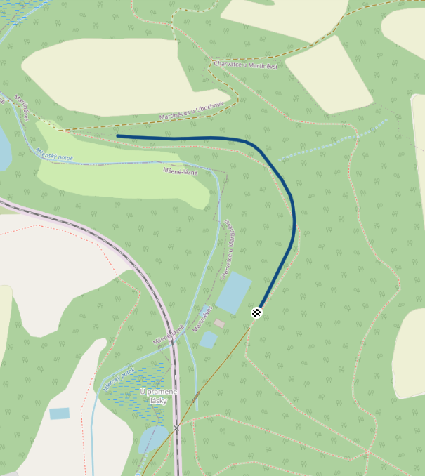 Mapa dětského závodu 800 m - Mšené Lázně | Sokolský běh republiky