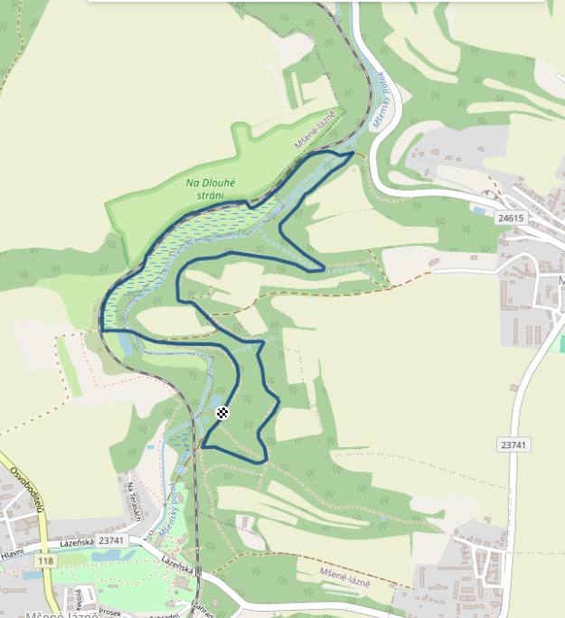 Mapa závodu 4,5 km - Mšené Lázně | Sokolský běh republiky