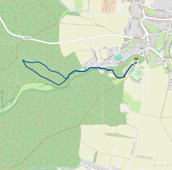 Mapa závodu 4,3 km - Náměšť na Hané | Sokolský běh republiky