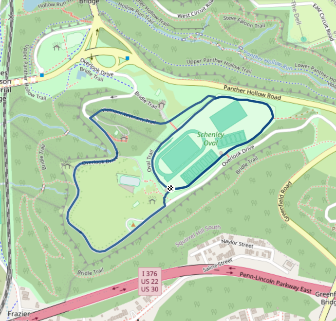 Mapa závodu 5 km - Pittsburgh | Sokolský běh republiky