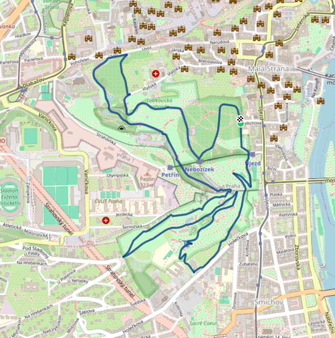 Mapa závodu 6,9 km - Praha| Sokolský běh republiky