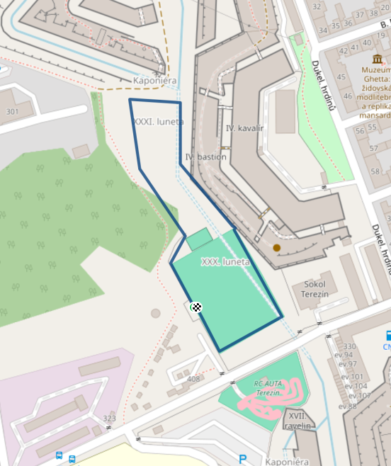 Mapa dětského závodu 650 m - Terezín | Sokolský běh republiky