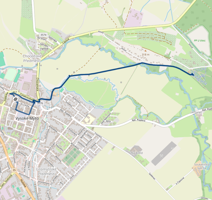 Mapa dětského závodu 5 km - Vysoké Mýto | Sokolský běh republiky