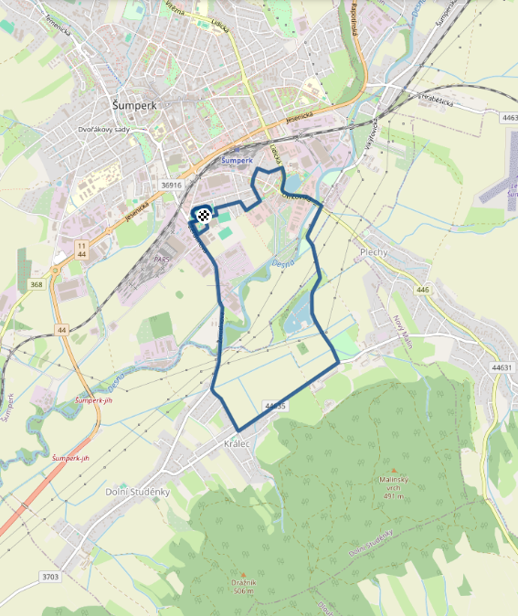 Mapa závodu 7,7 km - Šumperk | Sokolský běh republiky