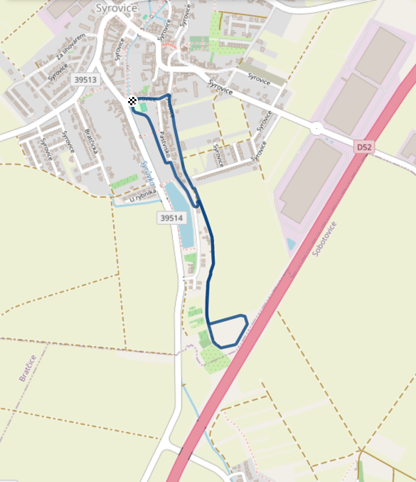 Mapa závodu 5,2 km - Syrovice | Sokolský běh republiky